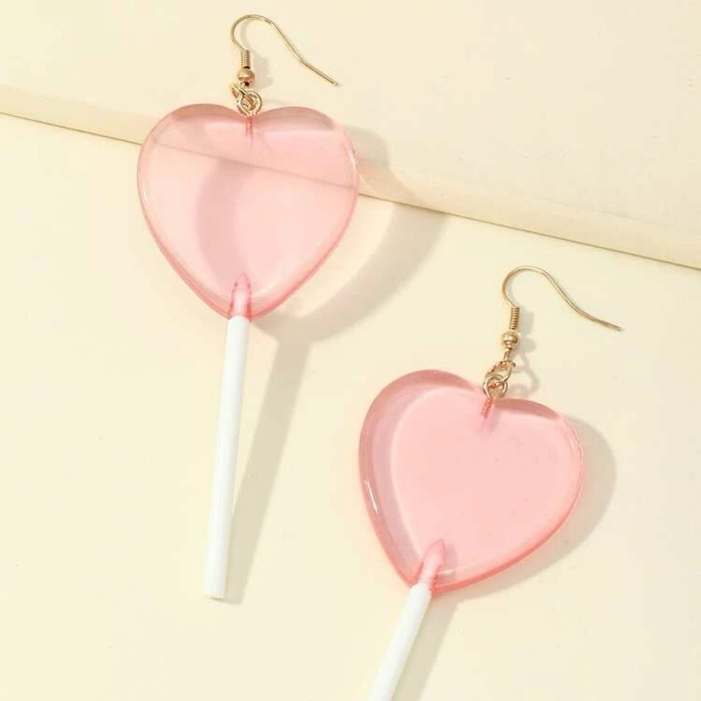 Heart lollipop earrings